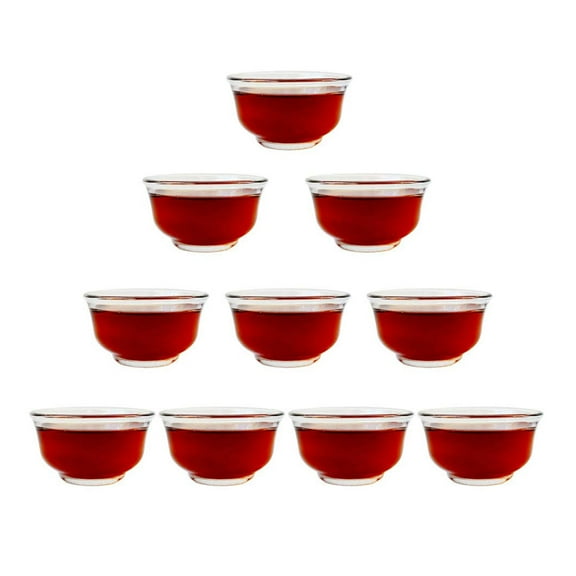 Teacups 1.3oz/40ml Clear Borosilicate Insulated Glass Traditional Chinese kung Fu Tea Cups for Drinking Tea, Wine whisky Liquor and Spirits Water,Set of 10