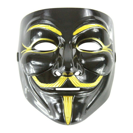 Adult Black And Gold Guido Guy Fawkes Anarchist Anonymous Mask Costume