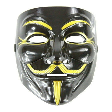 Adult Black And Gold Guido Guy Fawkes Anarchist Anonymous Mask Costume (Best Quality Guy Fawkes Mask)