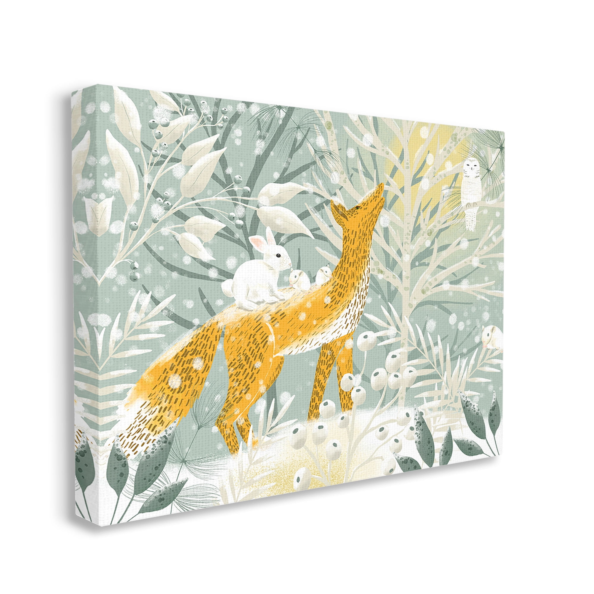 Stupell Industries Winter Forest Animals Animals & Insects Painting Gallery Wrapped Canvas Art Print Wall Art, 40 x 30
