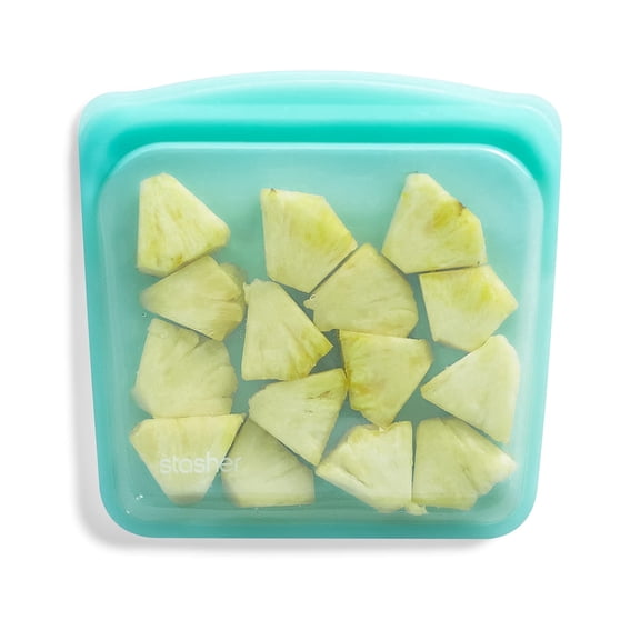 Stasher Premium Food-Grade Silicone Reusable Food Storage Container, Holds 28 oz, Leak Free Pinch Loc Seal, BPA Free, Aqua, 1 Bag, Mother's Day Gifting