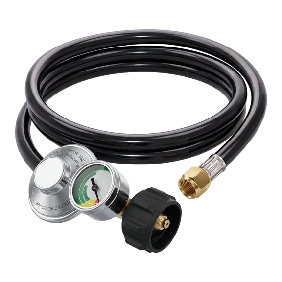 6Ft Gas Grill Regulator with Hose&Gauge, Replacement for Patio Heater, Weber, Charbroil, Nexgrill and Other Propane BBQ Grill, Fire Pit