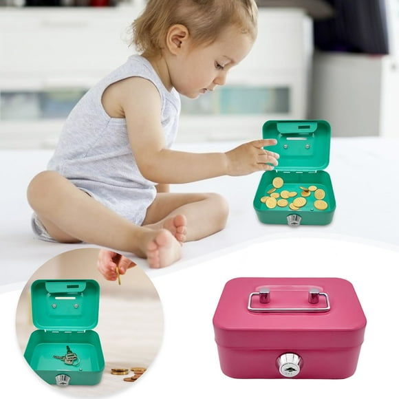 WIFKLSIIPG Children'S Day Gifts Metal Small Storage with Lockable Cover Key Lock Organizer for Kids Cute Toys with Handle for Home