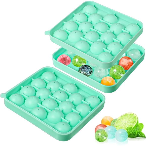 2 Moules à Glaçons Ronds en Silicone, 1.1 Pouce Fabricant de Boules de Glace Démoulage Facile Plateau à Glaçons 36 Pcs Sphère Glace pour Cocktail Thé Café Vert