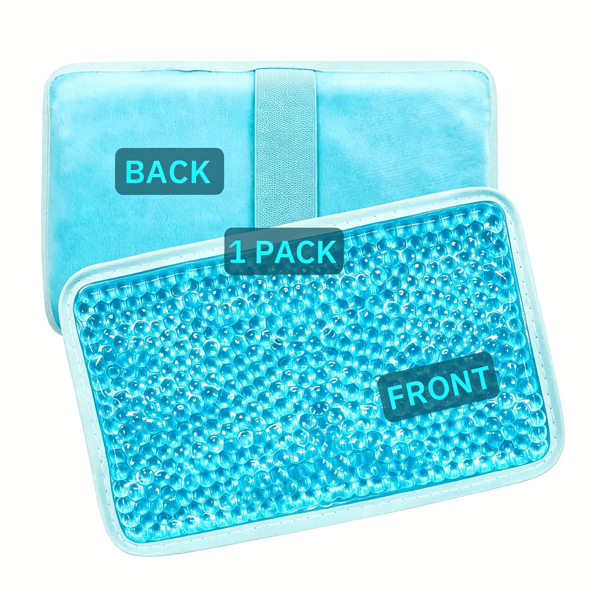 XIRQI Gel Beads Ice Pack Ice Bag with Strap,Reusable Hot&Cold Pack Compress for Knee,Shoulder,Foot,Back,Ankle,Neck,Hip,Elbow,Wisdom Tooth,7.76’’X4.93’’(Blue)