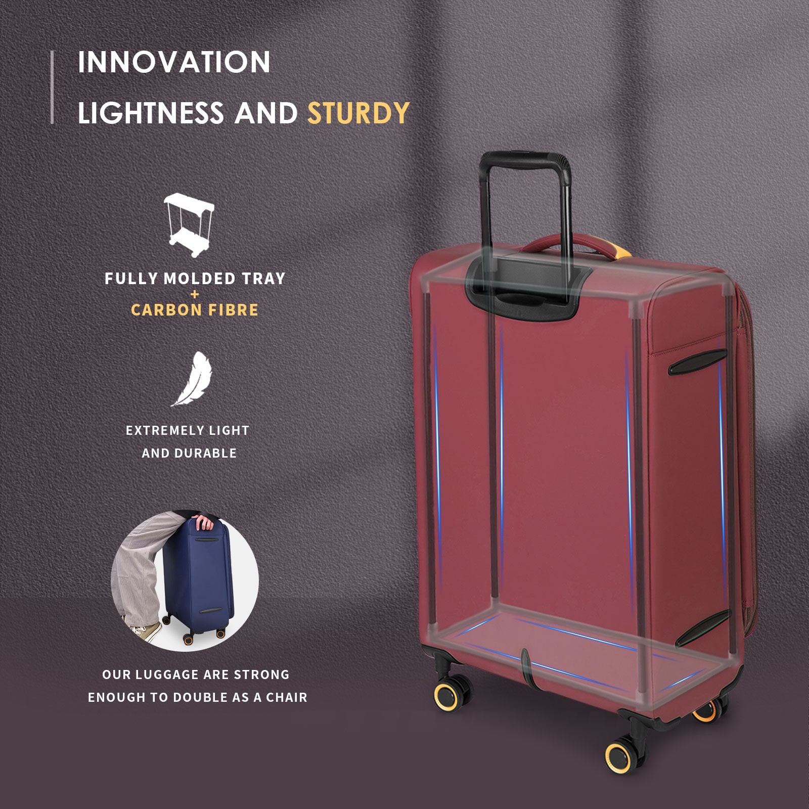 VERAGE Cambridge Lightweight Carry On Luggage, Softside Expandable Suitcase with Spinner Wheels (20-Inch, Burgundy)
