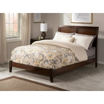AFI Portland Full Low Profile Wood Platform Bed Frame with Sleigh Headboard, Walnut