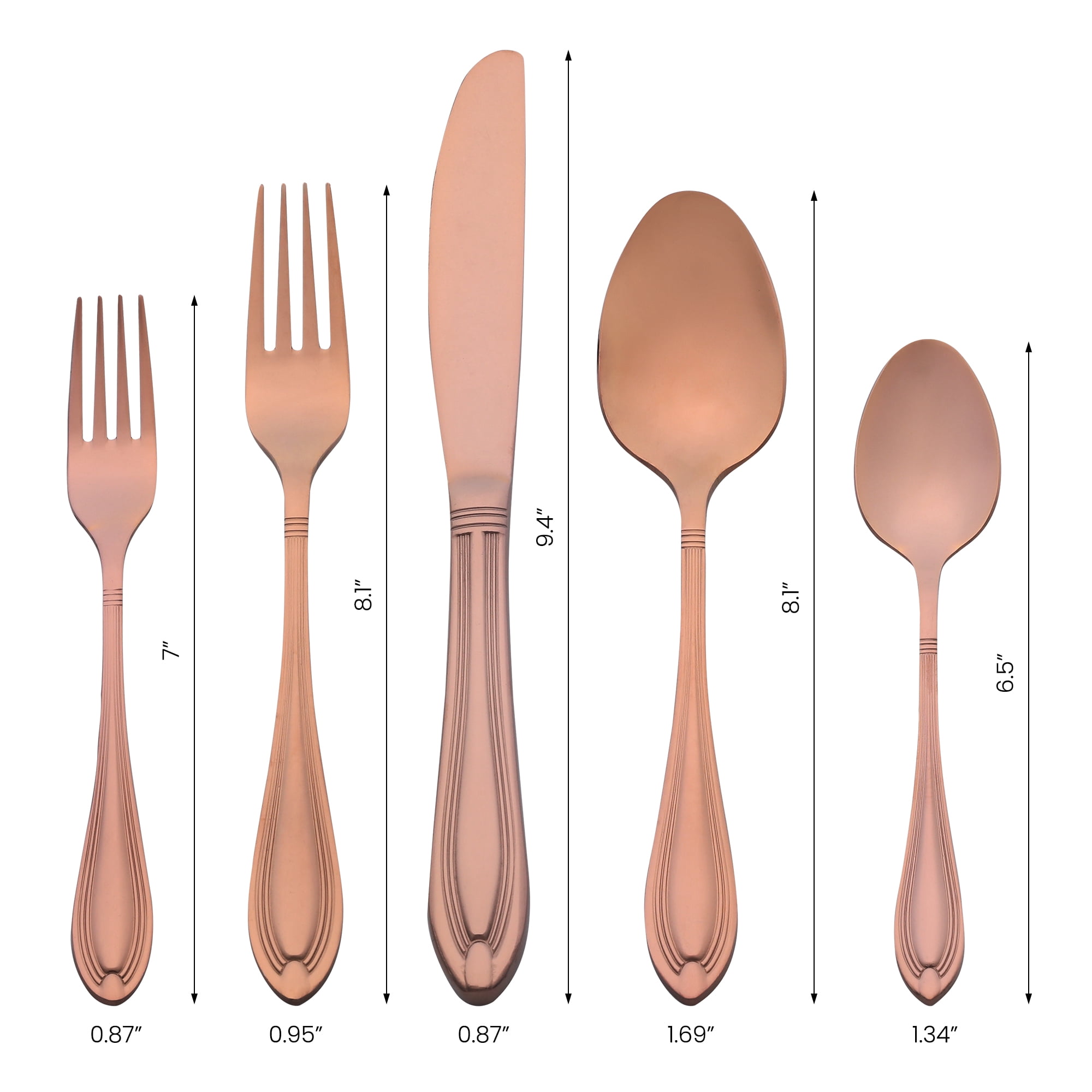 Unique Bargains 20 Pieces Stainless Steel Flatware Silverware Set Rose Gold