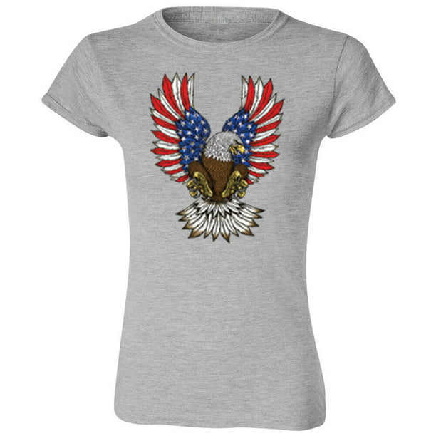 American Eagle USA Flag Print Design Lady T-shirt Funny Tee Color Sport  Gray Large - Walmart.com