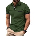 thumbnail image 3 of BVOFAR Short Sleeve Golf Shirts for Men Big and Tall Moisture Wicking Polos Shirt with Pockets Business Casual Collared T-Shirt Army Green XXXXL, 3 of 6