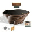 thumbnail image 3 of Papella Model Queen Brown Wooden Coffee Table with Glass Rustic Table Natural Walnut Color Center table Mesa de centro Farmhouse big desk livingroom furniture whiskey color tables Free Form, 3 of 5