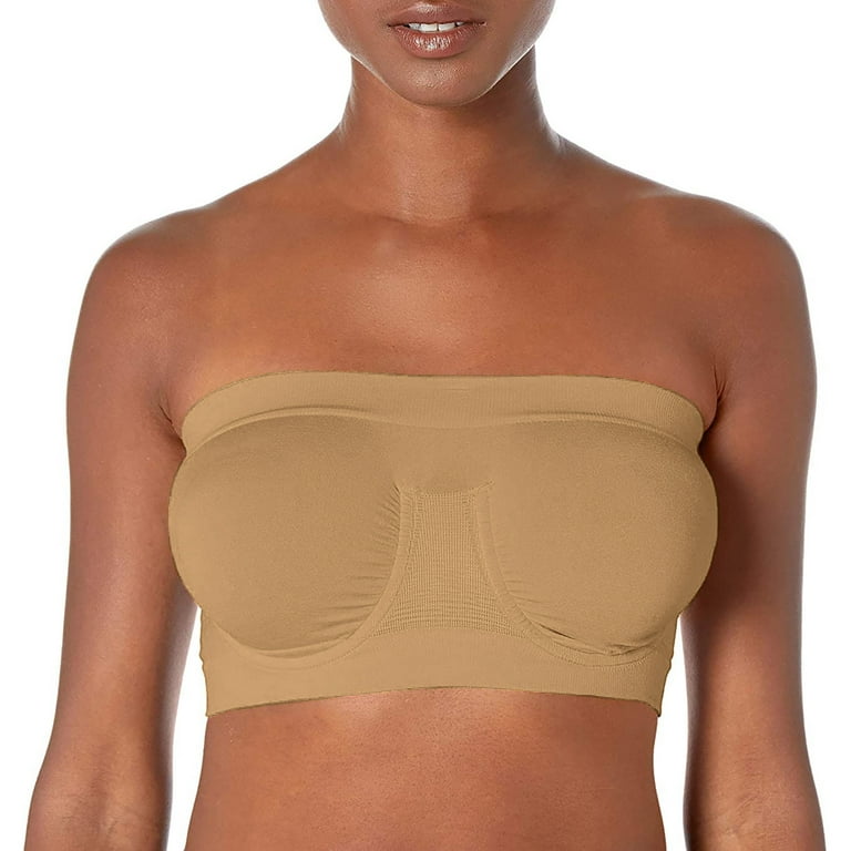 Sodopo Women's Stretch Strapless Bra Plus Size Seamless Underwire Bandeau  Crop Tube Top Bra Strapless Padded Bralette 