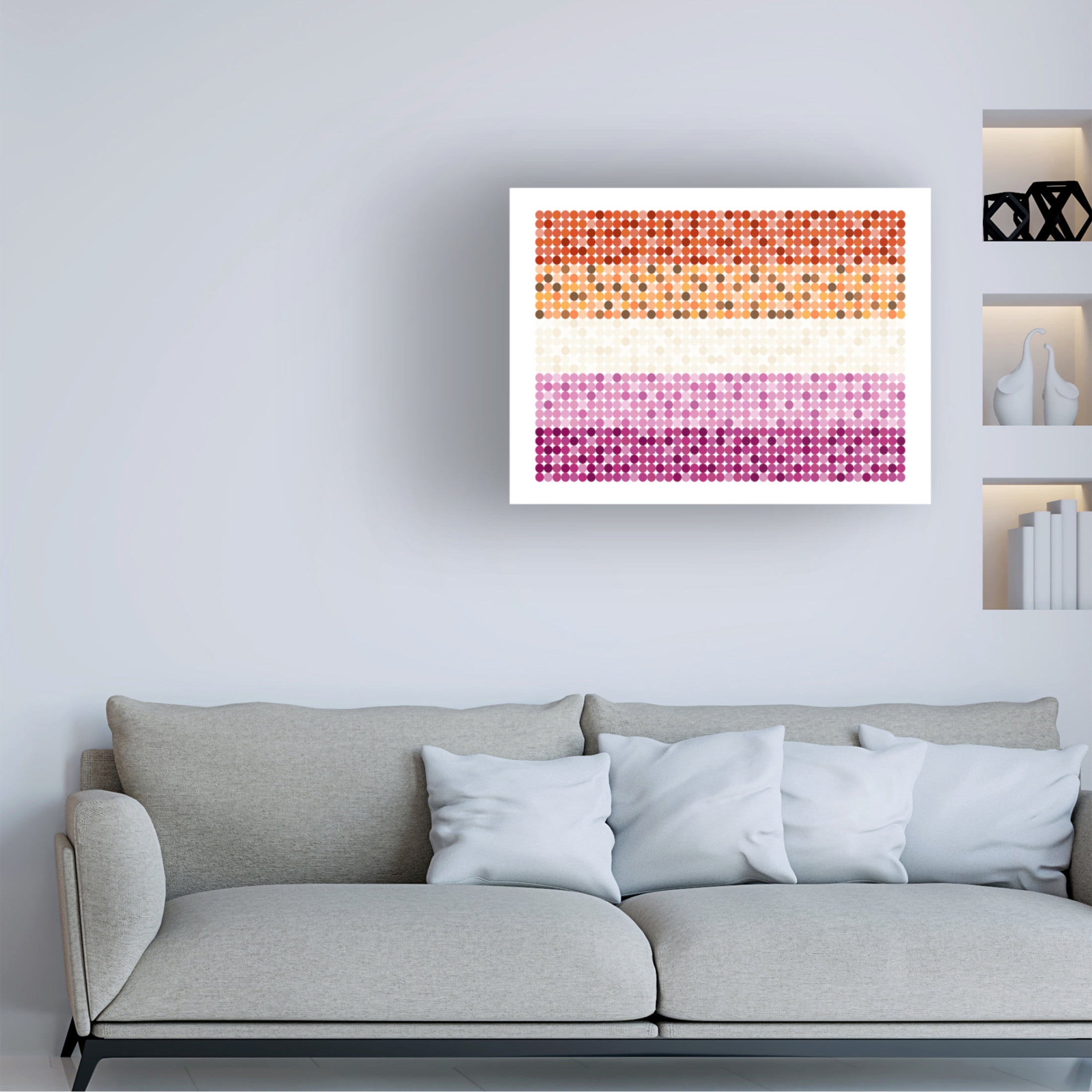 Canvas Wall Art - Tom Quartermaine 'Abstract Circle Lesbian Pride Flag' Wall Art for Living Room, Bedroom, or Office Décor by Trademark Fine Art - 19 x 14 Inches
