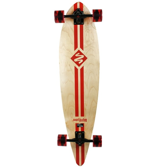 Street Surfing Longboard Complete Retro Stripe Red Pintail 9.6" x 40"