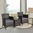 thumbnail image 3 of Costway Outdoor 3 PCS PE Rattan Wicker Furniture Sets Chairs  Coffee Table Garden Gray, 3 of 11