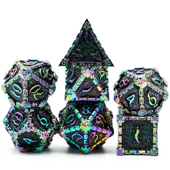 Cusdie 7 Pcs DND Metal Dice, Dagger Design Polyhedral Dice Set, Metal Dice Set for Role Playing Game D&D Dice MTG Pathfinder