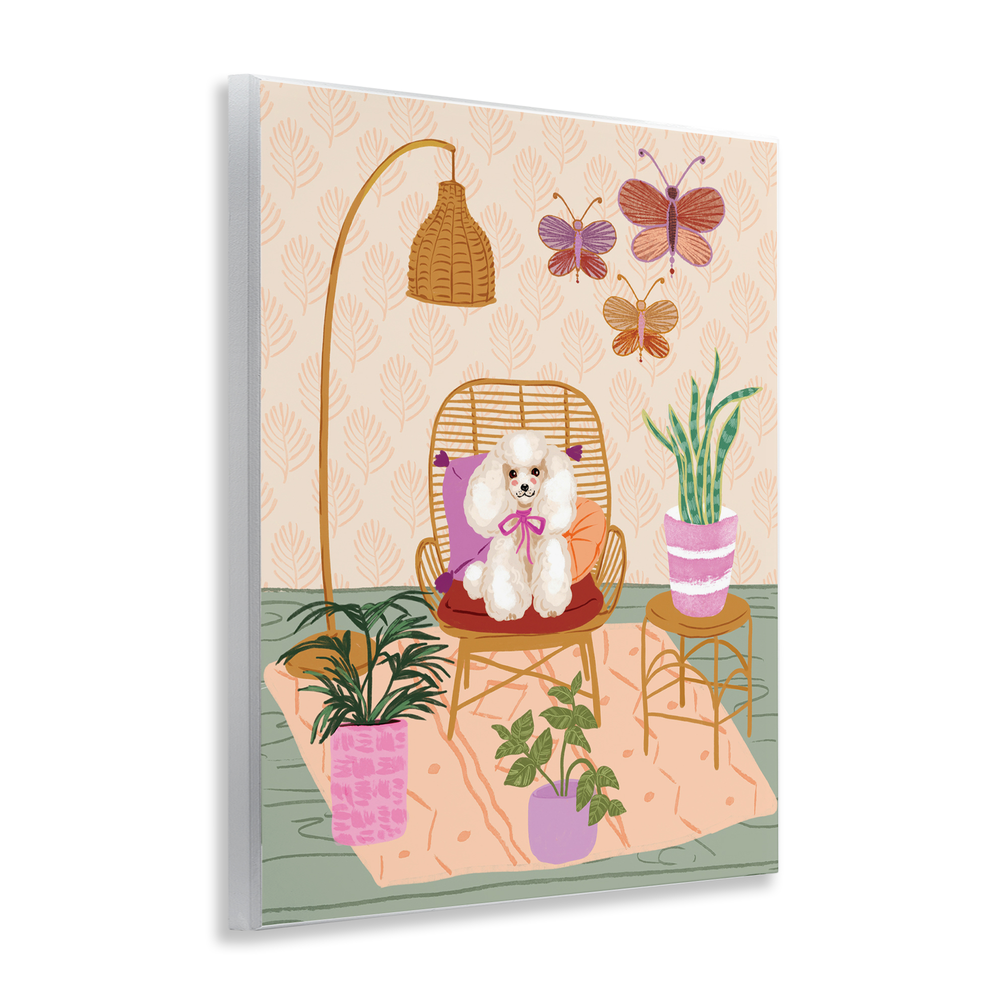 Stupell Industries Pup in Whimsical Living Space Animals Painting Unframed Art Print Wall Art, 11 x 14