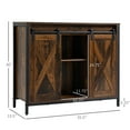 thumbnail image 3 of HOMCOM Industrial Sideboard, Buffet Cabinet with Sliding Barn Doors, Storage Cabinets and Adjustable Shelves for Living Room, Kitchen, Home Bar, Rustic Brown, 3 of 8