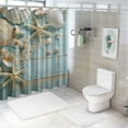 thumbnail image 7 of Chilfamy   Shower Curtain Seashells Starfish Wooden Nautical Border Summer Beach Ocean Bathroom Decor Set  White, 7 of 7