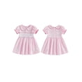 thumbnail image 2 of BemeyourBBs Jesus Love Me Baby Girls Clothes Toddler Baby Girl Easter Dress Outfits Summer Spring Short Sleeve Doll Collar Letter Cross Embroidery A-line Dress, 2 of 9