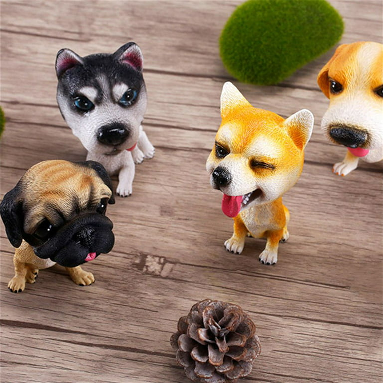 Home Decoration Car Ornament Resin Simulation Dog Creative Car Shake Head  Dog Nodding Puppy Toys Shaking Head Dog Bobblehead Dog PUG 
