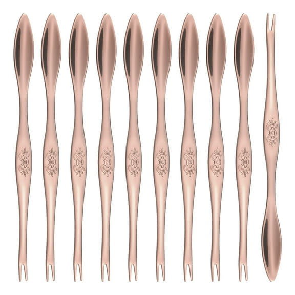 10 Pcs Stainless Steel Crab Forks 6.5 Inch Seafood Forks Crab Legs Cracker Utensils Seafood Picks Tools (Rose Gold)
