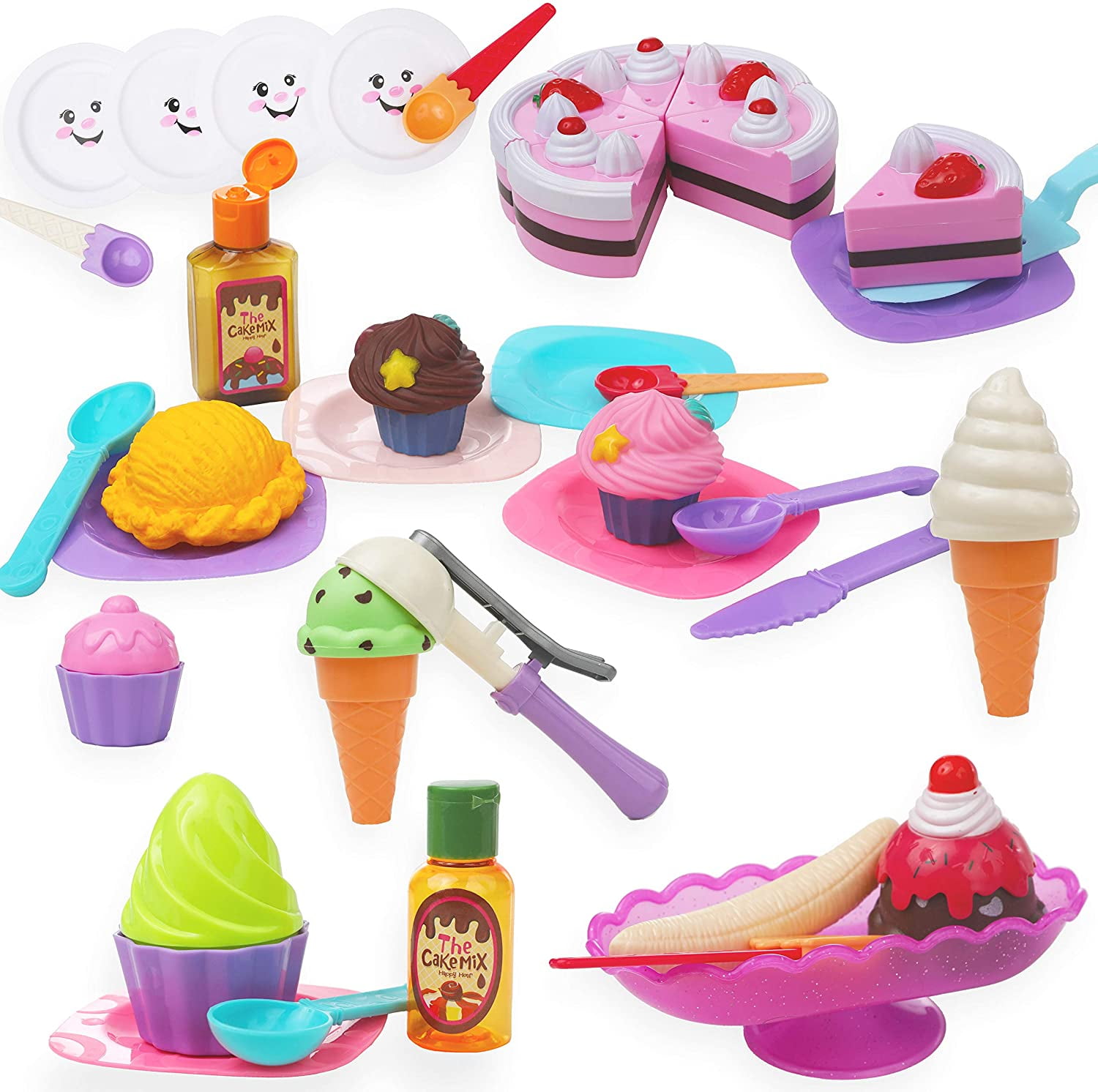 Ice Cream Toys For Kids Ice Cream Toy Playset for Kids - Food Set and Accessories (58 Pieces