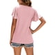 thumbnail image 5 of Txlixc Tops de mujer, cuello redondo con volantes, manga corta, ganchillo, hueco, suéter suelto, camiseta de color sólido Txlixc Moda, 5 of 6