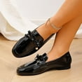 thumbnail image 5 of KEGIRLOM Women Fashionable And Casual Versatile Plus Size Bow Soft Sole Soft Leather Round Toe Shoe Black 7, 5 of 9