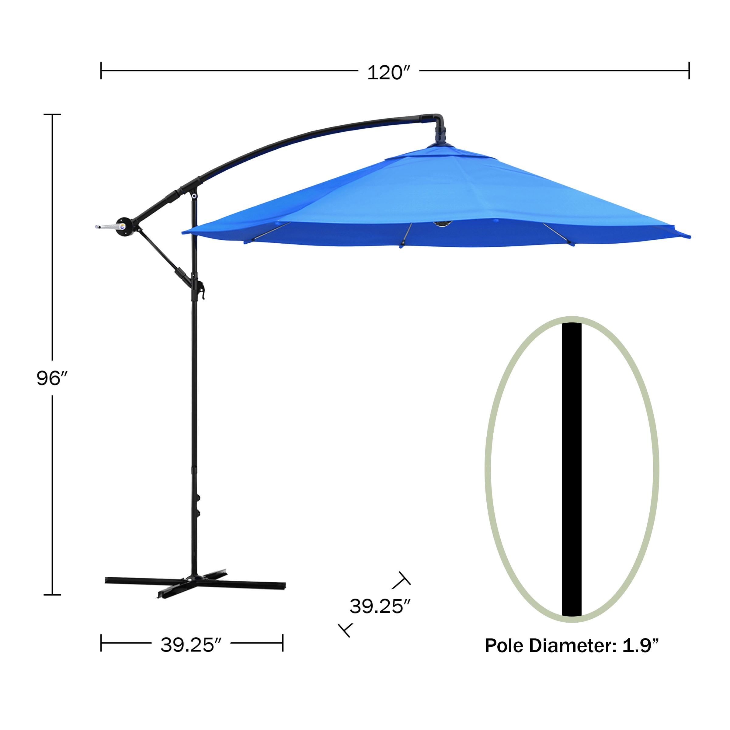 Pure Garden 10-Foot Offset Patio Umbrella with Crank and Base (Blue)