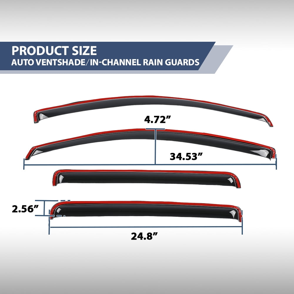 in-Channel Window Vent Visors Fit For 2023-2026 Chevy Colorado GMC Canyon Smoke Window Deflectors Side Wind Deflector