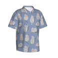 thumbnail image 2 of Daiia Cute Fat Cat Hawaiian Shirt for Men Gentle Cotton Regular Short Sleeve Casual-Large, 2 of 9