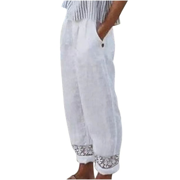 Womens white sale trousers elasticated waist