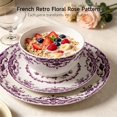 thumbnail image 3 of Vesteel 12 Pieces Bowls and Plates Set, Floral Ceramic Dinnerware Set for 4, Porcelain Tableware Dishes Set for Kitchen, Dining, Microwave & Dishwasher Safe, Vintage Purple, 3 of 10