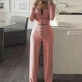 thumbnail image 2 of safuny Women's Casual Suit Comfy Casual Square Neck Long Sleeve Solid Color Plus Size Suit for Girlfriend Wife Daughter Dressy Pink XXL, 2 of 8