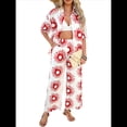 thumbnail image 3 of Conjunto de 2 Piezas de Chándal de Verano para Playa con Camisa de Corta y Botones para Mujer, Top Estampado, Pantalones Cortos de Descanso Girasol M, 3 of 10