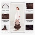thumbnail image 5 of Vintage Large Capacity Hobo bag, Retro PU Leather Shoulder Bag, Casual Women Crossbody Bag,Coffee, 5 of 7