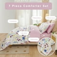 thumbnail image 2 of Smuge 7-Piece Full/Queen Down Alternative Floral Bed in a Bag, Reversible Box Stitched Comforter and Sheet Set, Purple Yellow Lavender Floral, 2 of 9
