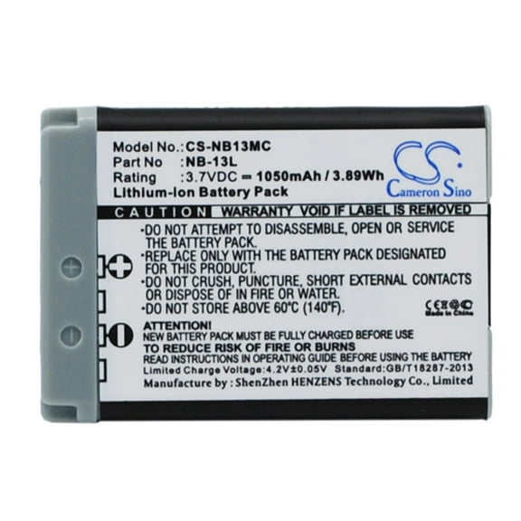 Replacement Battery For Canon 3.7v 1050mAh / 3.89Wh Camera Battery