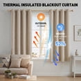 thumbnail image 3 of 100% Blackout Curtains 52x63 in Set of 2, Faux Linen Textured Curtains for Bedroom Living Room, Thermal Insulated Window Drapes with Grommet, Room Darkening & Privacy Protection,Natural Beige, 3 of 7