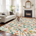 thumbnail image 2 of 5'x8' Area Rugs, Teal Orange Eucalyptus Indoor Outdoor Area Rug for Living Room Bedroom, Spring Botanical Leaves Washable Bathroom Rugs Kitchen Floor Carpet Mats Home Decor Aesthetic, 2 of 8