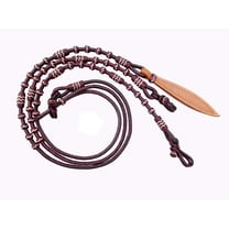 Handmade Romal Reins – 8.5 Ft Cherry/Burgundy Rawhide Rope with Matching Knots, Leather Horse Tack, 52" Romel