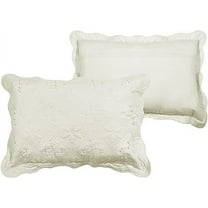 Nvzi Rustic Solid Color Cream Embroidered 100% Cotton Quilted Pillow Sham - Durable (2 Count)
