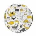 thumbnail image 1 of Cartoon Mouse Pad for Computers, Childish Continuous Pattern with Funny Animals Bear Whale Dog, Round Non-Slip Thick Rubber Modern Gaming Mousepad, 8" Round, Earth Yellow Dark Grey, by Ambesonne, 1 of 2