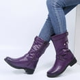 thumbnail image 2 of Oyedens Women's Mid Calf Boots Vintage Casual Leather Low Heels Winter Fall Short Boots Women, 2 of 5