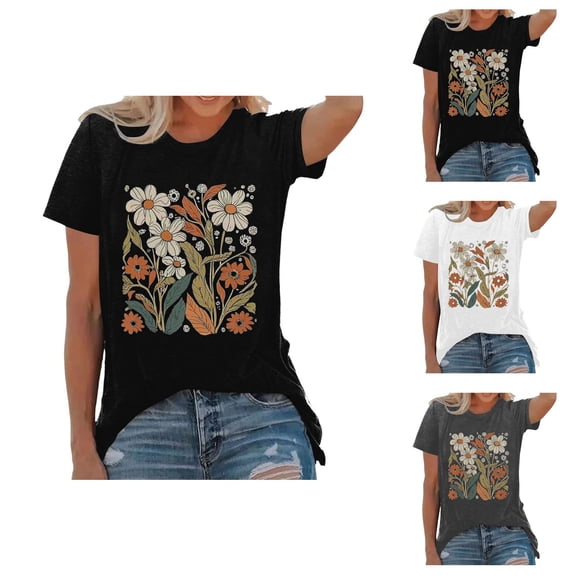Wildflower Graphic Tees for Women 2026 Summer Casual Short Sleeve Crewneck T Shirts