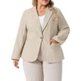thumbnail image 2 of DARING DIVA Women's Plus Linen Cotton Blazer Work Suit Jacket Beige 1X, 2 of 6