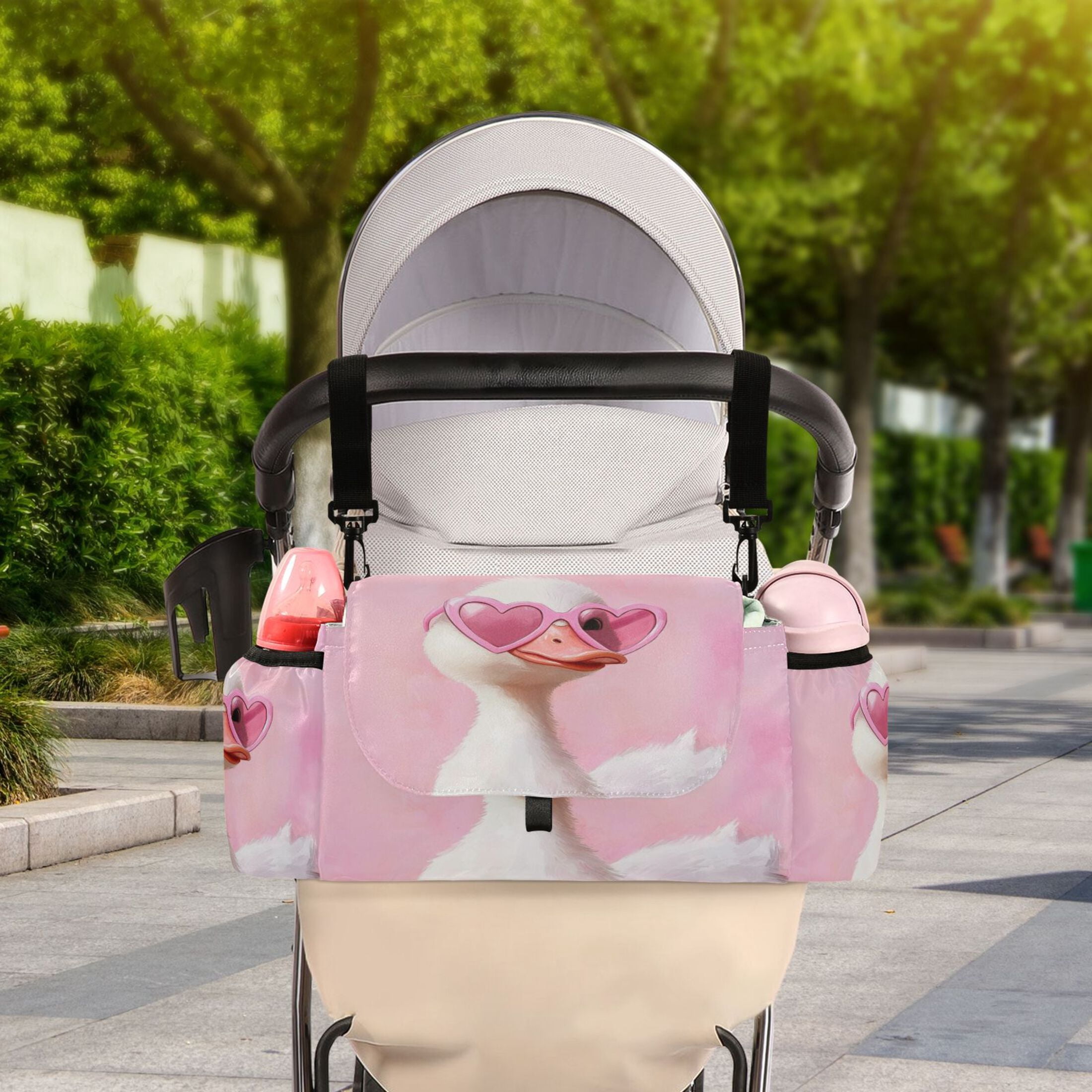 DIXRUYEE Stroller Organizer Stylish Duckling in Love Printed