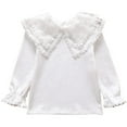 thumbnail image 2 of KYAIGUO Kids Toddler Pullover T Shirt Undershirt Lapel Ruffle Fall Winter Princess T Shirt Baby Cotton Bottom Top Little Big Girls Long Sleeves Spring Fall Pullover Shirts,Size 3-12Y, 2 of 8