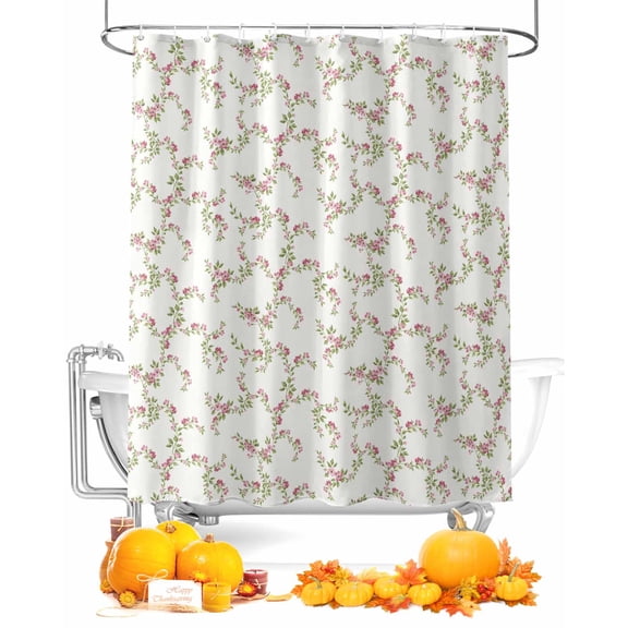 Vintage Rustic Floral Light Pink Roses Flowers Leaves Shower Curtain Set ，Waterproof Fabric Shower Curtains Shower Curtains for Bathroom,Bathroom Decor 60"x72"